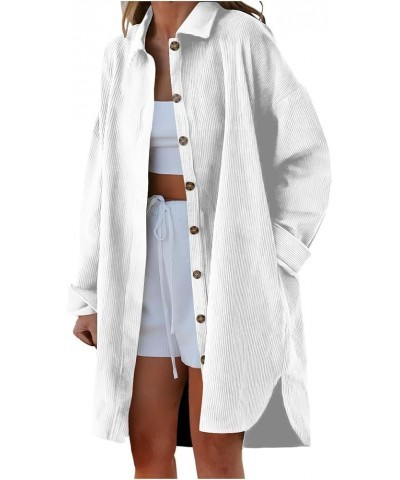 Women's Winter Coat for Women Solid Color Button Lapel Coat Collar Plush Long Sleeve Pocket Top Coat Trench Coats 4-white $19...