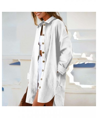 Women's Winter Coat for Women Solid Color Button Lapel Coat Collar Plush Long Sleeve Pocket Top Coat Trench Coats 4-white $19...