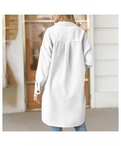 Women's Winter Coat for Women Solid Color Button Lapel Coat Collar Plush Long Sleeve Pocket Top Coat Trench Coats 4-white $19...