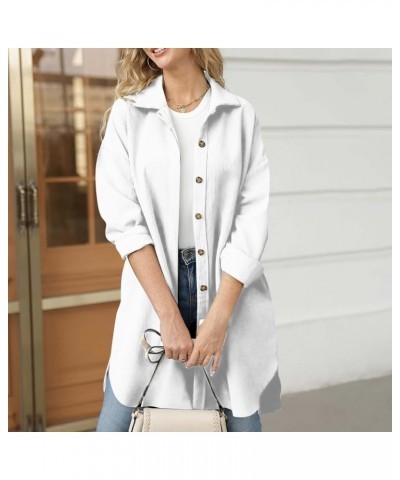 Women's Winter Coat for Women Solid Color Button Lapel Coat Collar Plush Long Sleeve Pocket Top Coat Trench Coats 4-white $19...