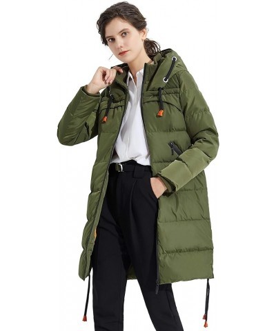 Women's Thickened Winter Down Coat Hooded Puffer Long Jacket with Pocket Armygreen $35.70 Jackets