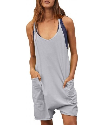 Womens Jumpsuits Overalls Casual Loose Sleeveless Adjustable Straps Bib Jumpsuits Long/Short Pant Romper with Pockets D Grey ...