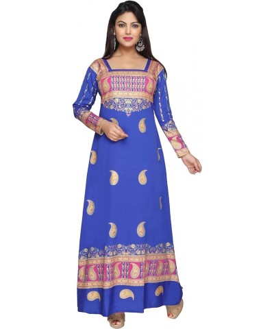 Printed Women's Long Sleeve Kaftans Abayas Maxi Dresses Blue 2 $19.94 Dresses