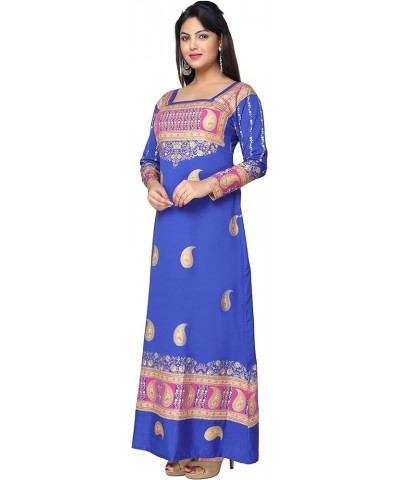 Printed Women's Long Sleeve Kaftans Abayas Maxi Dresses Blue 2 $19.94 Dresses