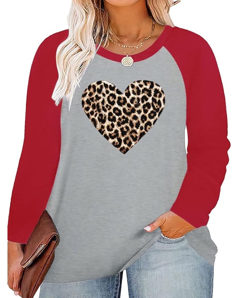 Women Plus Size Tops Valentines Day Shirt Love Heart Tshirts Buffalo Plaid Tee Tops 8_red $11.04 Tops