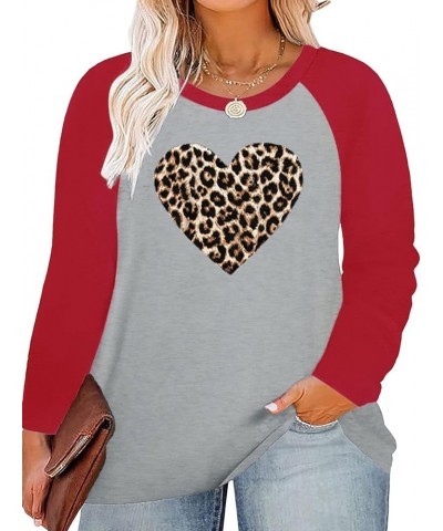 Women Plus Size Tops Valentines Day Shirt Love Heart Tshirts Buffalo Plaid Tee Tops 8_red $11.04 Tops