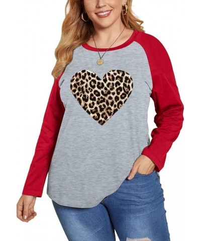 Women Plus Size Tops Valentines Day Shirt Love Heart Tshirts Buffalo Plaid Tee Tops 8_red $11.04 Tops