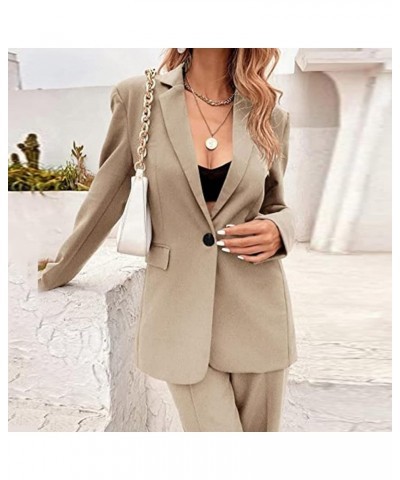 Plus Size Blazer for Women Long Sleeve One Button Lapel Back Slit Blazer with Pocket Party Jacket Open Front Cardigan Beige $...