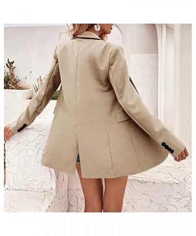 Plus Size Blazer for Women Long Sleeve One Button Lapel Back Slit Blazer with Pocket Party Jacket Open Front Cardigan Beige $...