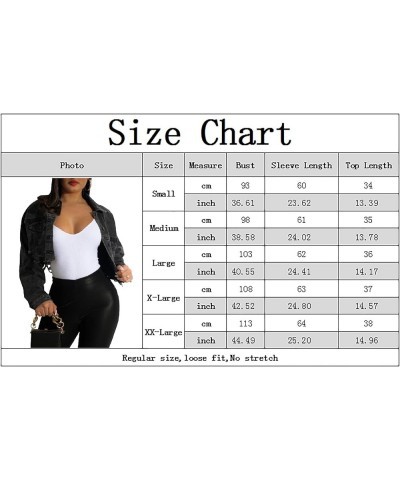 Cropped Denim Jackets for Women Long Sleeve Destroyed Wash Jean Jackets A-black $22.54 Jackets