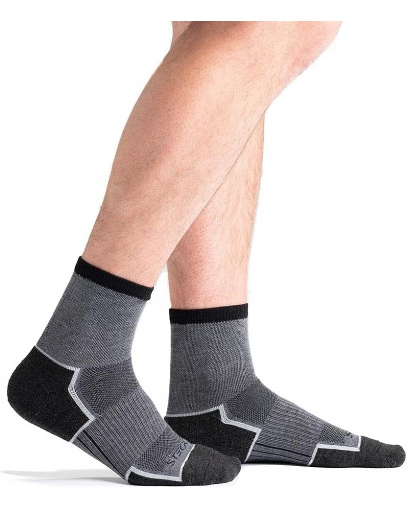 TrailTec+ Merino Wool Performance Outdoor Hiking Running Socks - Cushion, 4" Crew Ash Grey $8.93 Activewear