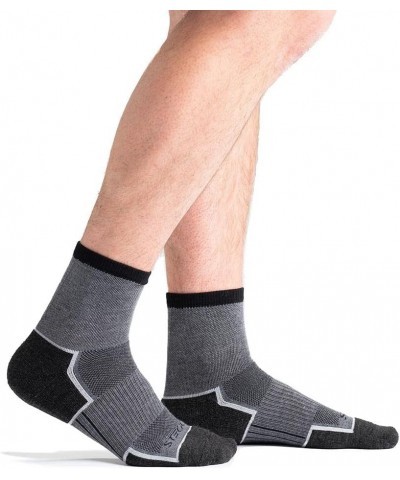 TrailTec+ Merino Wool Performance Outdoor Hiking Running Socks - Cushion, 4" Crew Ash Grey $8.93 Activewear