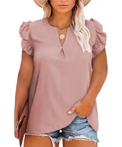 Plus Size Tops for Women Boho Floral Print V Neck Long Sleeve Summer Loose Blouse Shirts(1X-5X) Solid Pink $19.13 Blouses