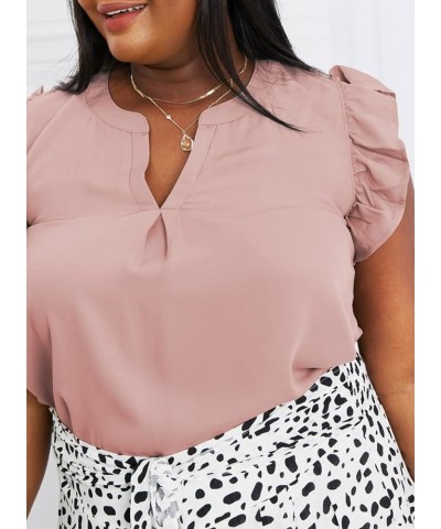 Plus Size Tops for Women Boho Floral Print V Neck Long Sleeve Summer Loose Blouse Shirts(1X-5X) Solid Pink $19.13 Blouses