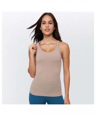 Yoga Racerback Tank Top for Women with Built in Bra,Women's Padded Sports Bra Fitness Workout Running Shirts Mocha $13.67 Lin...