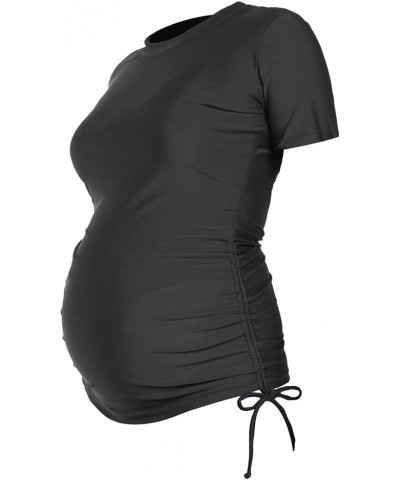 UV Protection 50 UPF Long Sleeve Maternity Swim Shirt - Women's Swimsuit Coverup - Ruched Rash Guard S/S Black $15.18 Swimsuits