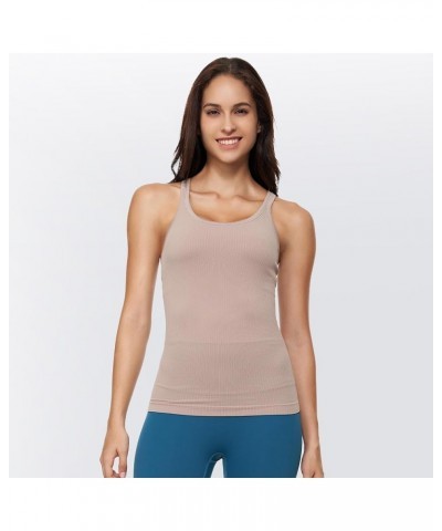 Yoga Racerback Tank Top for Women with Built in Bra,Women's Padded Sports Bra Fitness Workout Running Shirts Mocha $13.67 Lin...