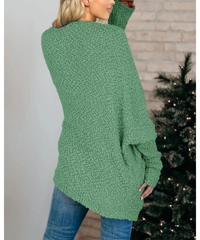 Women's Chunky Popcorn Cardigan Oversized Open Front Boyfriend Batwing Long Sleeve Fuzzy Knit Sweaters Mint $20.23 Sweaters