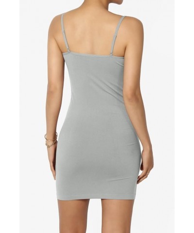 Women's Sleeveless Spaghetti Strap Seamless Bodycon Short Mini Cami Slip Dress Light Grey $9.87 Dresses