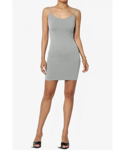 Women's Sleeveless Spaghetti Strap Seamless Bodycon Short Mini Cami Slip Dress Light Grey $9.87 Dresses