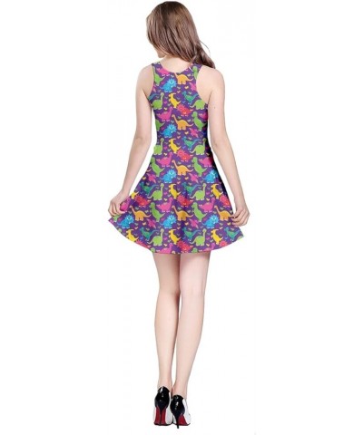 Womens Dinosaur Tyrannosaurus Stylish Party Summer Sleeveless Dress, XS-5XL Colorful Dinosaur $12.71 Dresses