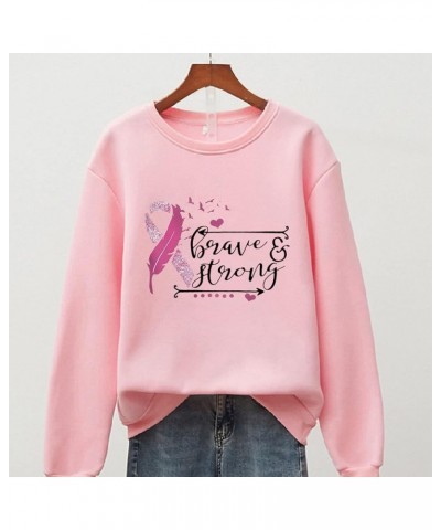 Breast Cancer Awareness Shirts for Women Pink Ribbon Print Crewneck Sweatshirt Womens Fall Fashion Clothes A05-pink $7.22 Hoo...