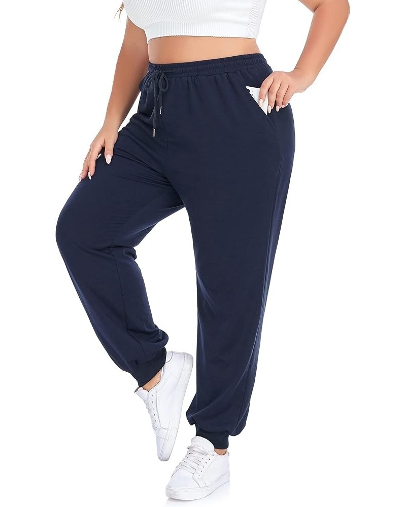 Plus Size Sweatpants for Women Loose Elastic Waist Drawstring Joggers Workout Lounge Pants with Pockets A Navy Blue $18.55 Ac...