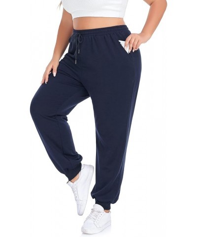 Plus Size Sweatpants for Women Loose Elastic Waist Drawstring Joggers Workout Lounge Pants with Pockets A Navy Blue $18.55 Ac...