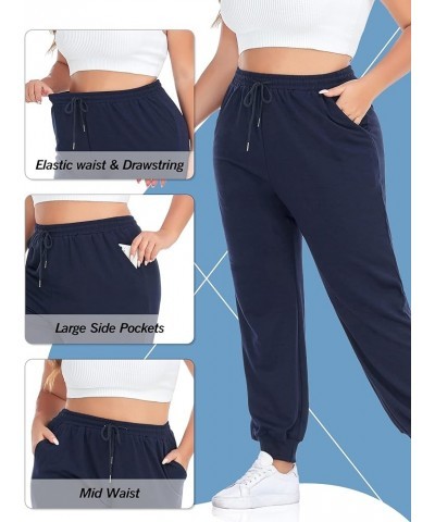 Plus Size Sweatpants for Women Loose Elastic Waist Drawstring Joggers Workout Lounge Pants with Pockets A Navy Blue $18.55 Ac...