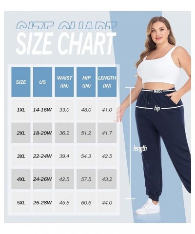 Plus Size Sweatpants for Women Loose Elastic Waist Drawstring Joggers Workout Lounge Pants with Pockets A Navy Blue $18.55 Ac...