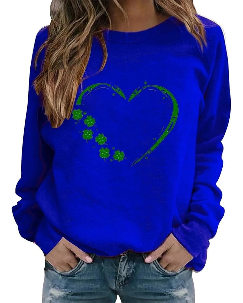 St. Patrick's Day Sweatshirt Womens Funny Shamrock Printed Clover Long Sleeve Casual Irish Heart Printed Graphic Pullover… Bl...