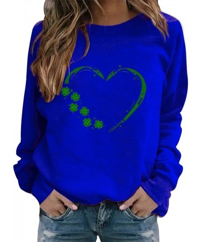 St. Patrick's Day Sweatshirt Womens Funny Shamrock Printed Clover Long Sleeve Casual Irish Heart Printed Graphic Pullover… Bl...