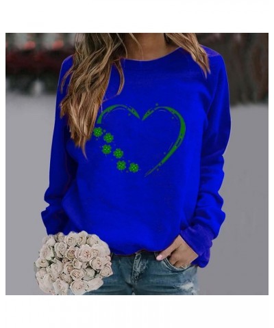 St. Patrick's Day Sweatshirt Womens Funny Shamrock Printed Clover Long Sleeve Casual Irish Heart Printed Graphic Pullover… Bl...