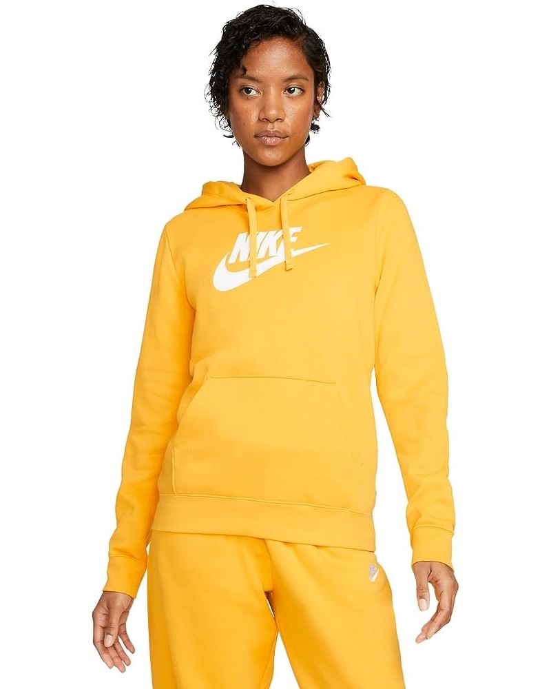 Sportswear Club Fleece Women's Logo Pullover Hoodie Yellow Ochre/White $25.35 Activewear