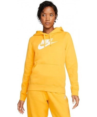 Sportswear Club Fleece Women's Logo Pullover Hoodie Yellow Ochre/White $25.35 Activewear