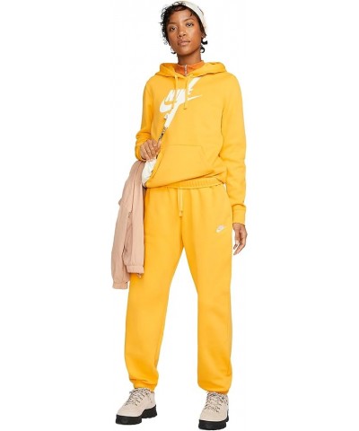 Sportswear Club Fleece Women's Logo Pullover Hoodie Yellow Ochre/White $25.35 Activewear