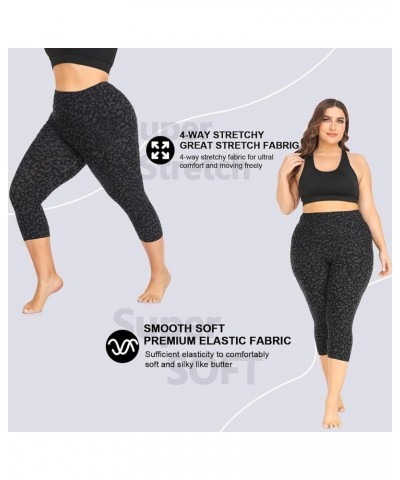 Plus Size Capri Leggings for Women-Stretchy X-Large-4X Tummy Control High Waist Spandex Workout Black Yoga Pants 1-black-capr...