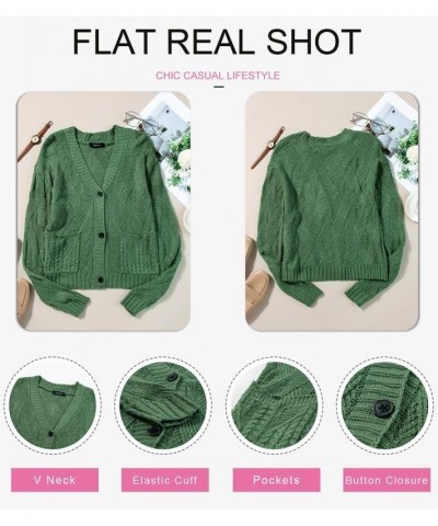 Womens Open Front Cardigan Sweaters Long Sleeve V Neck Button Down Outwear Coat with Pockets Mist Green $19.18 Sweaters