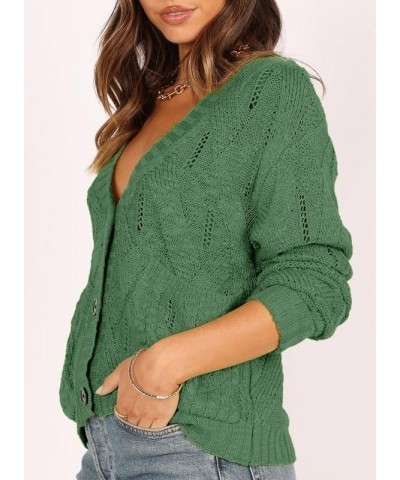 Womens Open Front Cardigan Sweaters Long Sleeve V Neck Button Down Outwear Coat with Pockets Mist Green $19.18 Sweaters