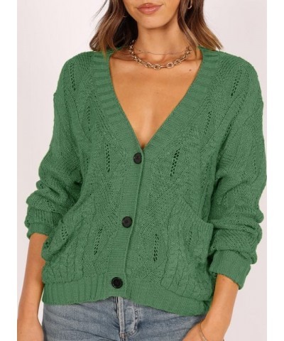 Womens Open Front Cardigan Sweaters Long Sleeve V Neck Button Down Outwear Coat with Pockets Mist Green $19.18 Sweaters