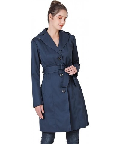 Women Aleah Waterproof Hooded Trench Coat - Regular & Plus Size Navy $38.85 Jackets