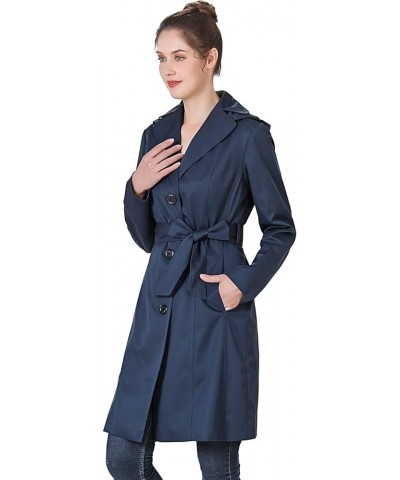 Women Aleah Waterproof Hooded Trench Coat - Regular & Plus Size Navy $38.85 Jackets