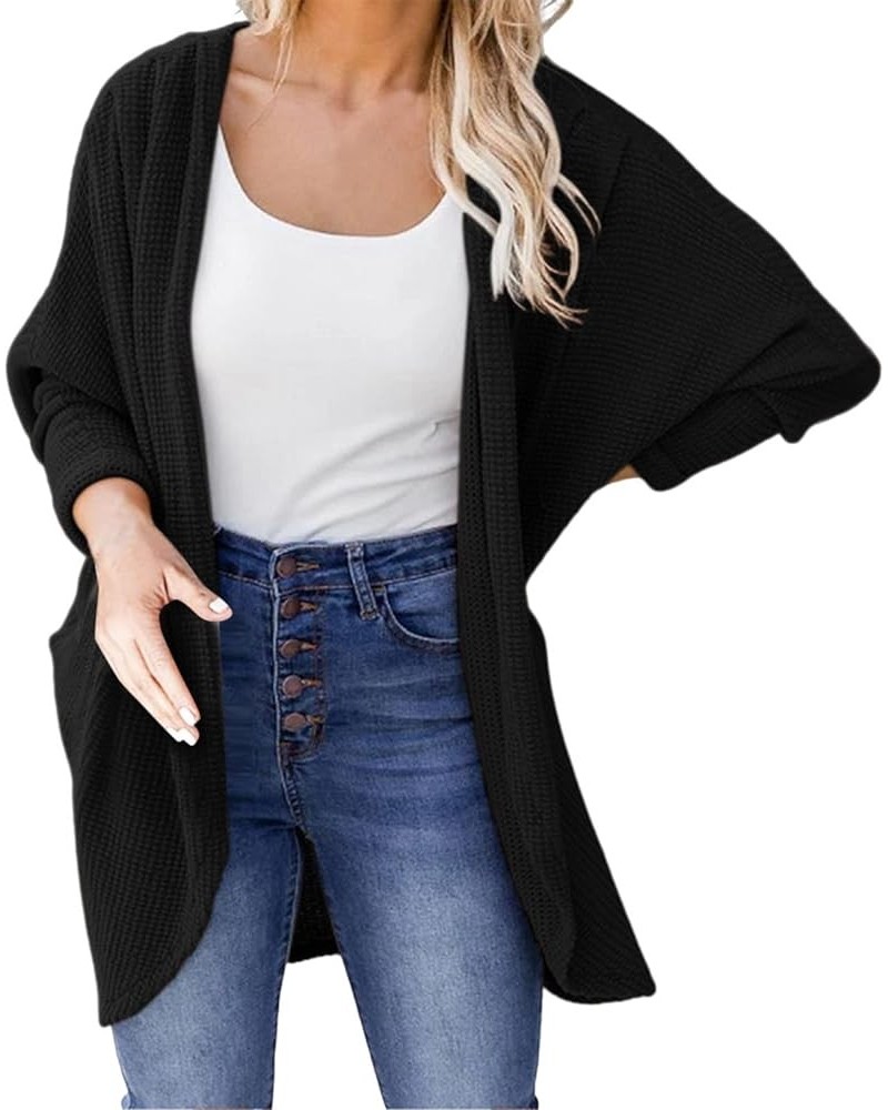 Women's Open Front Long Sleeve Cardigan Solid Color Oversized Chunky Loose Knitted Sweater Outwear with Pocket (White, M) X-L...