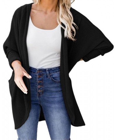 Women's Open Front Long Sleeve Cardigan Solid Color Oversized Chunky Loose Knitted Sweater Outwear with Pocket (White, M) X-L...