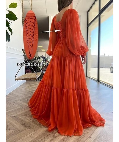 Long Puffy Sleeve Prom Dress V Neck Empire Waist Ball Gown Tulle Formal Evening Gowns for Women Formal Blue $36.00 Dresses