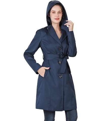 Women Aleah Waterproof Hooded Trench Coat - Regular & Plus Size Navy $38.85 Jackets