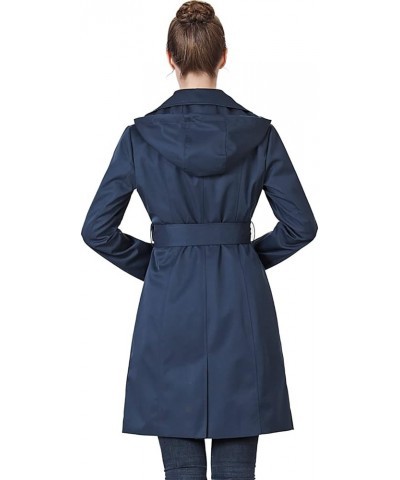 Women Aleah Waterproof Hooded Trench Coat - Regular & Plus Size Navy $38.85 Jackets