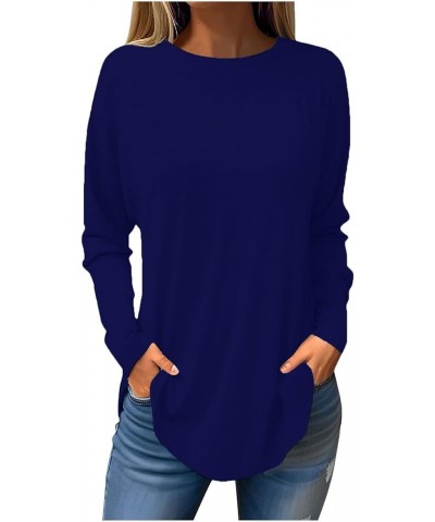 Business Casual Tops for Women Long Sleeve Crew Neck Plus Size Blouses Fall Shirts Winter Solid Tunic Tops Sweatshirt E102-da...