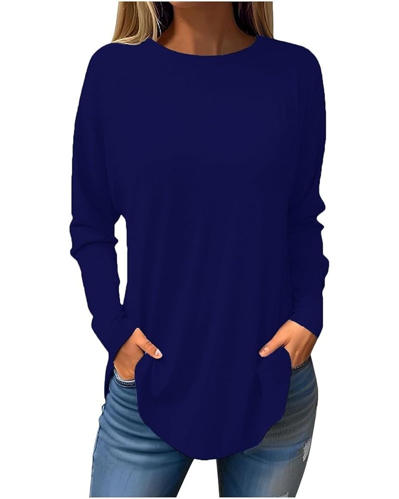 Business Casual Tops for Women Long Sleeve Crew Neck Plus Size Blouses Fall Shirts Winter Solid Tunic Tops Sweatshirt E102-da...