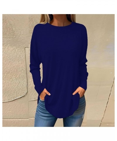 Business Casual Tops for Women Long Sleeve Crew Neck Plus Size Blouses Fall Shirts Winter Solid Tunic Tops Sweatshirt E102-da...